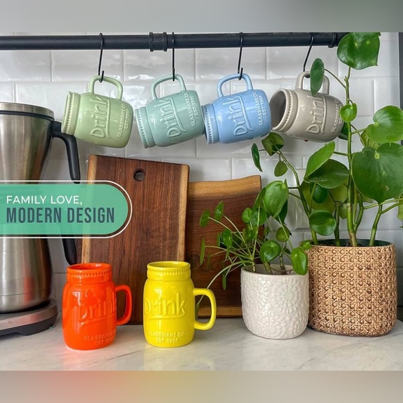 Set of 6 Mason Jar Mug 15Oz Ceramic Microwave safe Party Farmhouse Decor Vintage - Picture 4 of 5